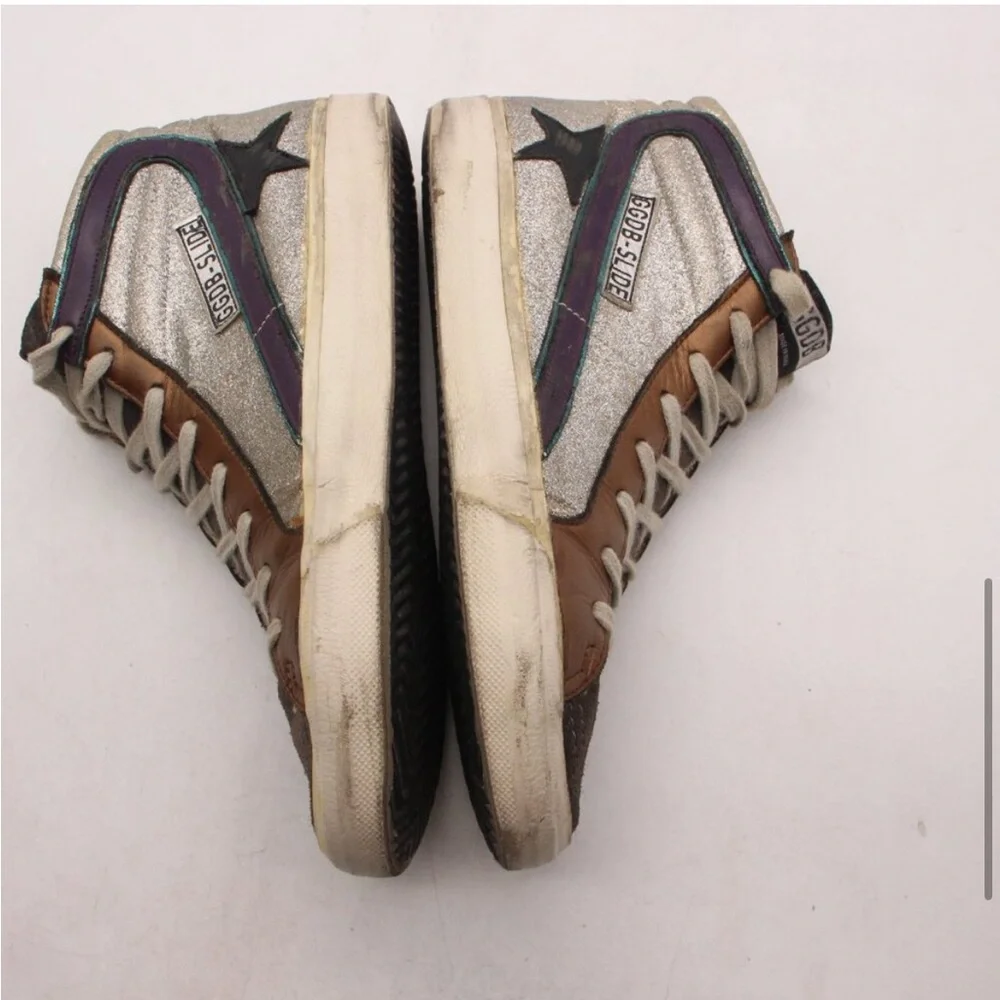 GGDB Golden Goose Slide High Top Glitter Leather Womens animal print Sneakers 39 - Picture 5 of 9